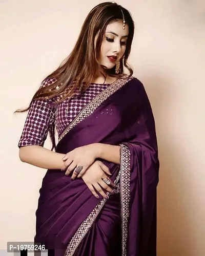 Art Silk Embroidered Brown Saree with Blouse piece