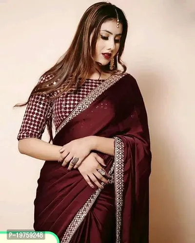 Coffee Art Silk Embroidered Sarees For Women