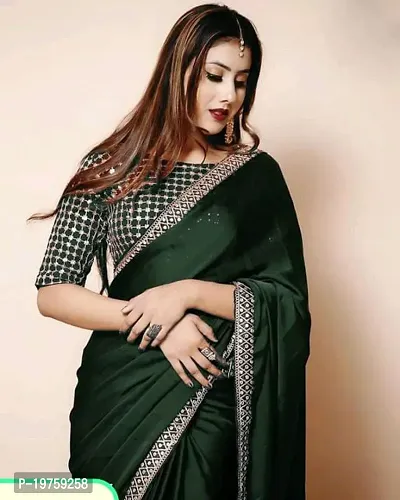 Art Silk Embroidered Green Saree with Blouse piece