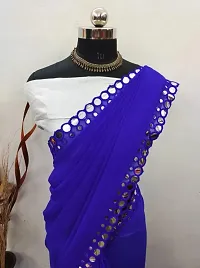 Classic Georgette Lace Work Saree with Blouse piece-thumb1