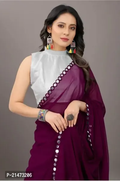 Georgette Embellished Multicoloured Saree with Blouse piece