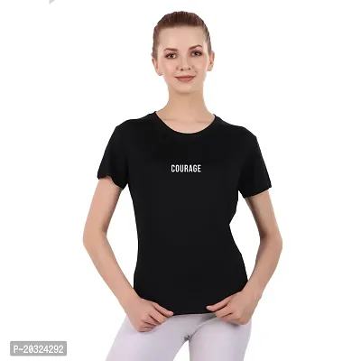 Elegant Black Polyester Printed Tshirt For Women-thumb0