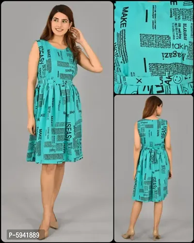 Skirt Crepe Printed Midi Dress for Women-thumb0