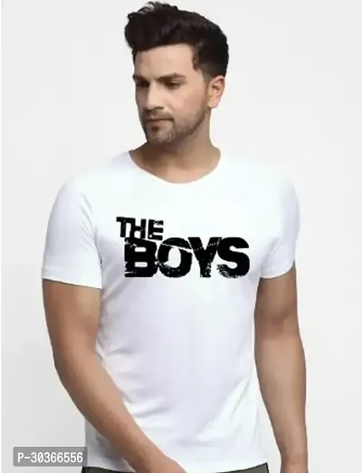 Stylish White Polyester Printed T-Shirt For Men-thumb0