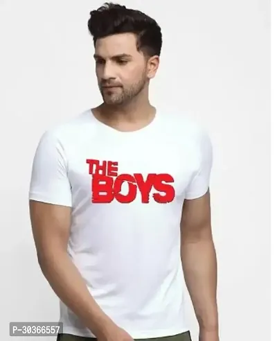 Stylish White Polyester Printed T-Shirt For Men