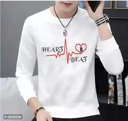 Stylish White Polyester Printed T-Shirt For Men