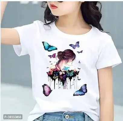 Stylish White Polyester Printed T-Shirt For Women-thumb0