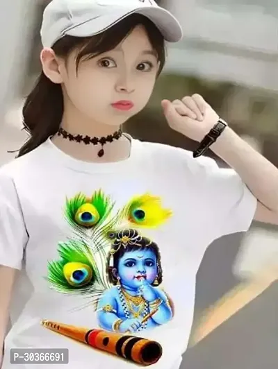 Stylish White Polyester Printed T-Shirt For Kids-thumb0