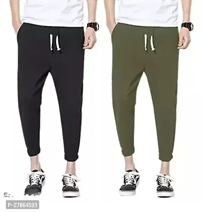 Classic Cotton Blend Solid Track Pants for Men, Pack of 2