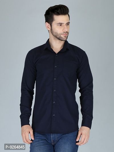 Classic Cotton Blend Solid Casual Shirts for Men-thumb0