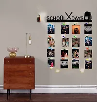 Khush Its Amazing Wood Wall Hanging Photo Display, DIY Picture Photo Frame Collage Set Includes Multi colour Clips (School Days With LED Light)-thumb1