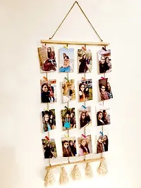 Khush Its Amazing Home Decor Wood 2 Stick Pine Hanging Photo Display, DIY Picture Photo Frame Collage Set Includes Multi colour Clips,Wall Mount-thumb2