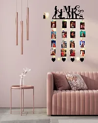 Khush Its Amazing Home Decor Wood Mr And Mrs And Heart With LED Light Hanging Photo Display, DIY Picture Photo Frame Collage Set Includes Multi colour Clips-thumb3