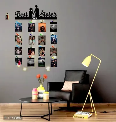 Khush Its Amazing Wood Best Ever Sister With LED Light Hanging Photo Display, DIY Picture Photo Frame Collage Set Includes Multi colour Clips,Wall Mount-thumb5