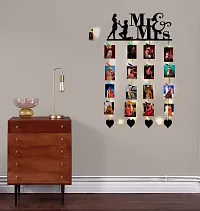 Khush Its Amazing Home Decor Wood Mr And Mrs And Heart With LED Light Hanging Photo Display, DIY Picture Photo Frame Collage Set Includes Multi colour Clips-thumb4