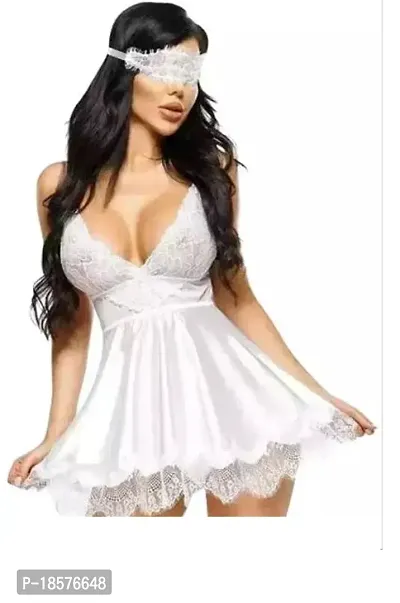 Stylish White Satin Lace Baby Dolls For Women