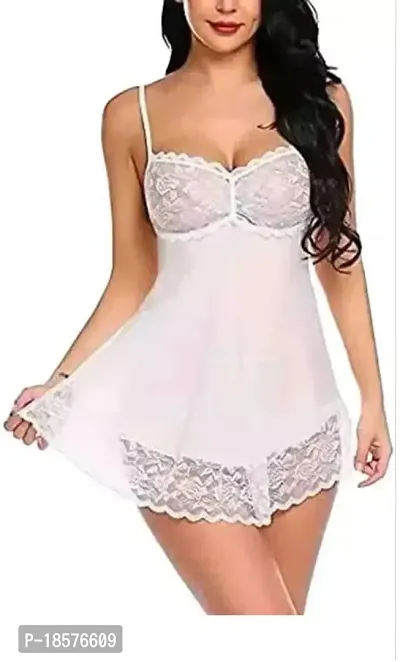 Stylish White Net Lace Baby Dolls For Women