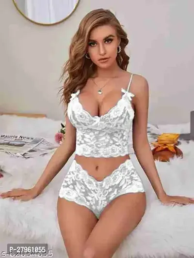 Classic Lace Solid Lingerie set for Women-thumb0