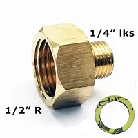 Pmw - 1/2 inch x 1/4 inch LPG Gas Adapter for Gas Cooker Gas Hose Gas Stove with Gasket - Thread Adapter - Transition Piece - 1/2 Inch Inner Thread x 1/4 inch Outer Thread - 1 Piece-thumb1