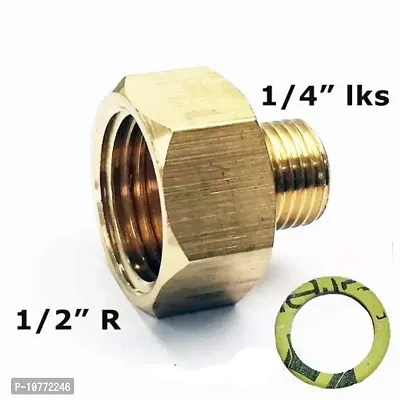 Pmw - 1/2 inch x 1/4 inch LPG Gas Adapter for Gas Cooker Gas Hose Gas Stove with Gasket - Thread Adapter - Transition Piece - 1/2 Inch Inner Thread x 1/4 inch Outer Thread - 1 Piece-thumb2