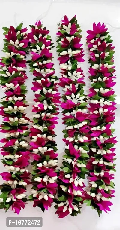 PMW - Artificial Flower Mala for Decoration Pack of 4 - for Baratanatyam, Kuchipudi, Kathak - Purple Colour Artificial Flower Mala