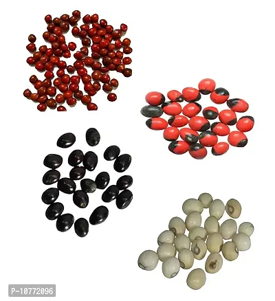 Pmw - Combo Pack - 21 Pieces x 4 Colors Natural Yellow, White, Red, Black Gunja Yellow Jequirity Seeds PILI Gunja - White - Chirmi Beads-CHANOTHI-Guri GUNJA - LATUMONI - GUMCHI - CRABSEYE