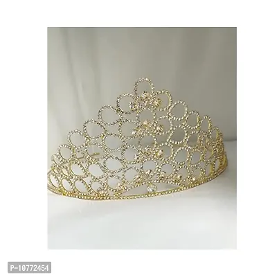 Pmw - Crystal Crowns for Women - Gold Colour Birthday Special Crystal Crown - Tiara - Princes Crown-thumb0