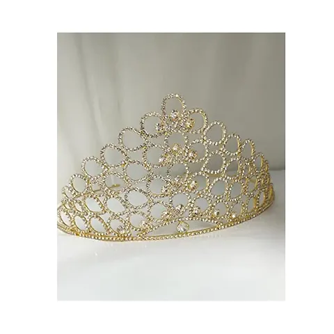 Pmw - Crystal Crowns for Women - Gold Colour Birthday Special Crystal Crown - Tiara - Princes Crown