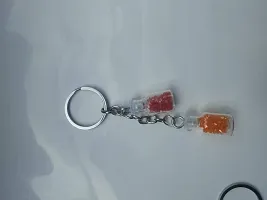 PMW - 2 Bottle Kechain - Beads Key Chail - Glitter Bottle Key Chain - Fashion Drifting Bottle Keychain - Pack of 2 - Random Colours Will Be Sent-thumb1