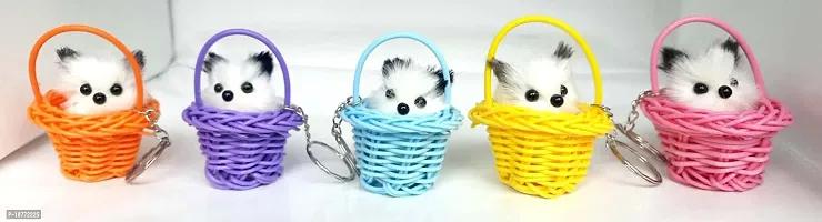 Pmw - Cute Cat In A Basket Key Chain - Random Colors - Pack Of 2 - Key Chains For Girl Friends-thumb5