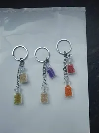 PMW - 2 Bottle Kechain - Beads Key Chail - Glitter Bottle Key Chain - Fashion Drifting Bottle Keychain - Pack of 2 - Random Colours Will Be Sent-thumb3