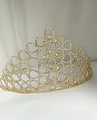 Pmw - Crystal Crowns for Women - Gold Colour Birthday Special Crystal Crown - Tiara - Princes Crown-thumb2
