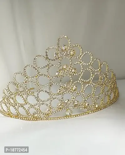 Pmw - Crystal Crowns for Women - Gold Colour Birthday Special Crystal Crown - Tiara - Princes Crown-thumb3