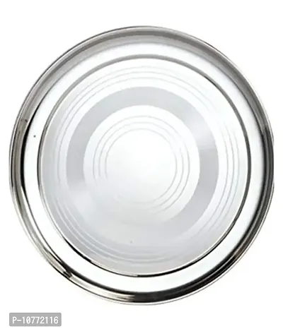 Pmw - Stainless Steel Dinner Plates - 29 cm, 6 Plates - Heavy Gauze - Thali-thumb0