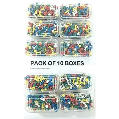 PMW - Push Pins - Decorative Multi-Colored Push Pins/Thumb Pins for Notice Boards in Reusable Organizing Container for Home  Office, Different Projects (100pc per Box Approx)