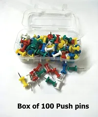 PMW - Push Pins - Decorative Multi-Colored Push Pins/Thumb Pins for Notice Boards in Reusable Organizing Container for Home & Office, Different Projects (100pc per Box Approx)-thumb1
