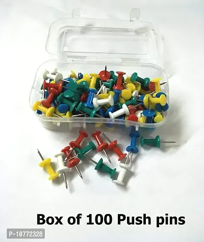 PMW - Push Pins - Decorative Multi-Colored Push Pins/Thumb Pins for Notice Boards in Reusable Organizing Container for Home & Office, Different Projects (100pc per Box Approx)-thumb2