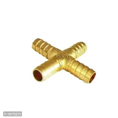 Pmw - Gas Stove Replacement Parts - Brass 4 Way Connector - Pack of 1 - Plus Joint - Brass Cross Joint