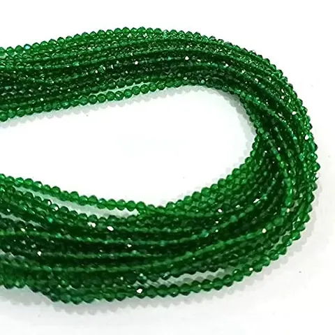 PMW - 2.5 MM Green Micro Faceted Hydro Beads Sold PER LINE of 14"" (Approx 175-180 Beads) - Pack of 10 Lines Make Multi Layer Jewellery