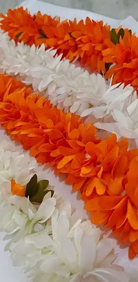 Pmw - Artificial Garland Flower Juda - Orange and White Artificial Flower Mala - Pack of 4 - for Girls and Women-thumb1