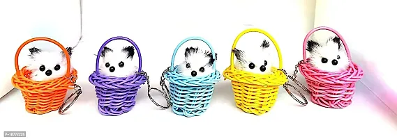 Pmw - Cute Cat In A Basket Key Chain - Random Colors - Pack Of 2 - Key Chains For Girl Friends-thumb4