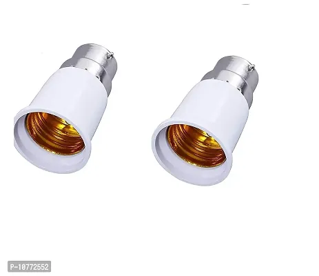 Pmw - B22 To E27 Base Socket Lamp Holder Light Bulb Adapter ( Pack of 2, Plastic, White) - Bulb Holder-thumb0