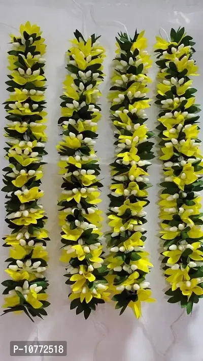 PMW - Artificial Flower Mala - Pack of 4 - Dance Accessories - Lemon Yellow Colour Flower Mala