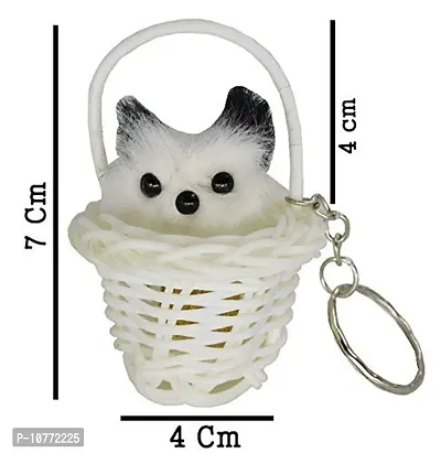 Pmw - Cute Cat In A Basket Key Chain - Random Colors - Pack Of 2 - Key Chains For Girl Friends-thumb3