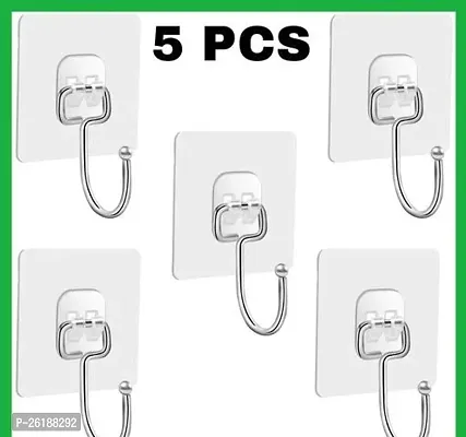 Trendy Wall Hanger Stainless Steel Pvc Abs Nail Free Wall Hooks Pack Of 5