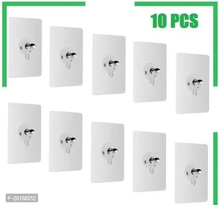 Heavy Duty Wall Hooks For Hanging Durable Practical Transparent Strong Adhesive Pack Of 10-thumb0