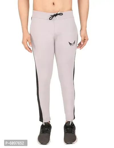 Stylish Off White Imported 4 Way Lycra Solid Track Pants For Men