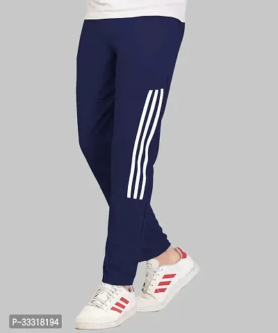 VTHREADS Men Blue Striped Polyester Track Pants