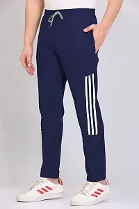 VTHREADS Men Blue Striped Polyester Track Pants-thumb3