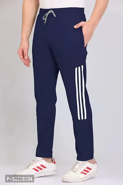 VTHREADS Men Blue Striped Polyester Track Pants-thumb4